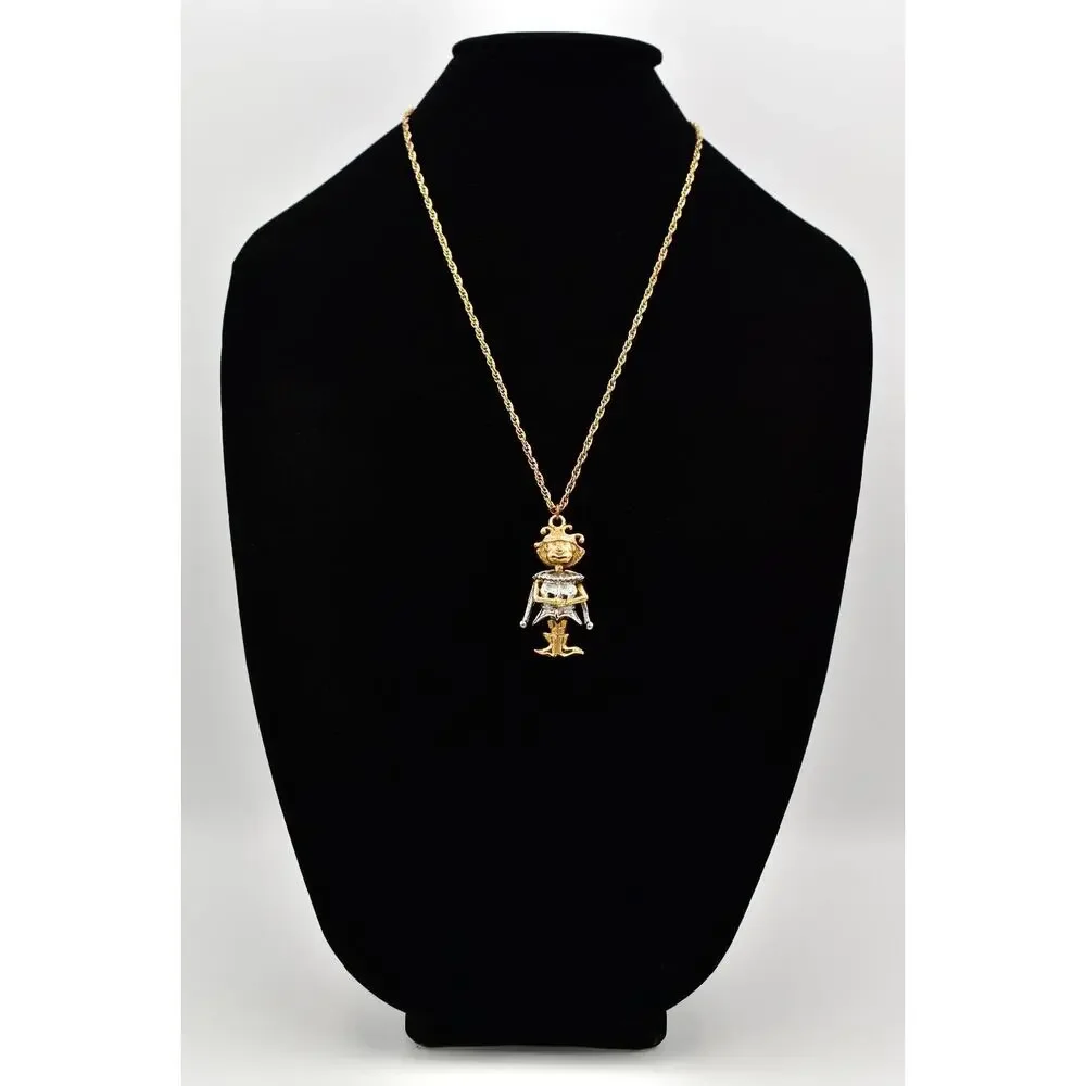 Vintage Prince Charming Necklace Heavy Pendant King Gold Silver Chunky BinA17